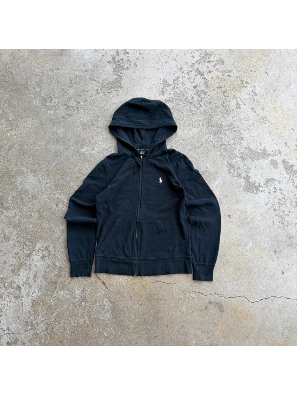 Y2K Black Ralph Lauren Sport Zip Up Lightweight Hoodie - Medium